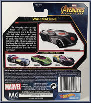 War Machine from Avengers - Infinity War - Hot Wheels manufactured by Mattel [Back]