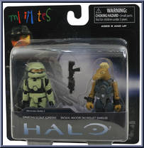 Spartan Scout (Green) / Jackal Major (with Violet Shield) from Halo - Minimates - Toys R Us - Series 2 manufactured by Diamond Select [Front]