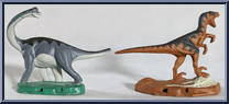 Brachiosaurus & Velociraptor from Jurassic Park - Die-Cast Metal Dinosaurs manufactured by Kenner [Loose]