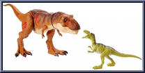 Tyrannosaurus Rex & Monolophosaurus from Jurassic World 2 - Battle Damage manufactured by Mattel [Loose]