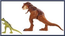 Tyrannosaurus Rex & Monolophosaurus from Jurassic World 2 - Battle Damage manufactured by Mattel [Loose]