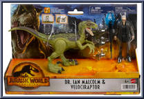 Dr. Ian Malcolm & Velociraptor from Jurassic World - Dominion - Basic Series manufactured by Mattel [Front]
