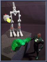 Green Lantern vs. Amberbot from Justice League - Cyber Trakkers manufactured by Mattel [Loose]