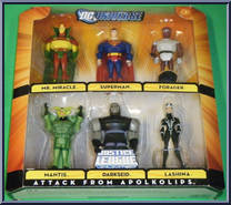 Mr. Miracle / Superman / Forager / Mantis / Darkseid / Lashina from Justice League Unlimited - Box Sets manufactured by Mattel [Front]