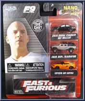Dodge Charger / Zozo Jeep / Toyota Supra from Nano Hollywood Rides - Fast & Furious manufactured by Jada Toys [Front]