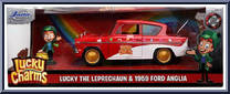 Lucky the Leprechaun & 1959 Ford Anglia from Nano Hollywood Rides - Lucky Charms manufactured by Jada Toys [Front]