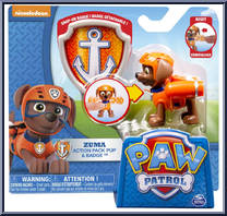 Zuma from Paw Patrol - Action Pack Pup & Badge manufactured by Spinmaster [Front]