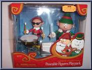 Musicians: Boy Elf Kettle Drums & Boss Elf Wand from Rudolph - Boxed Action Figures manufactured by Forever Fun [Front]