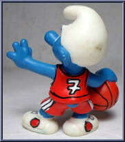 Basketball Smurf (Red #7 Jersey) from Smurfs - Basketball manufactured by Peyo [Loose]