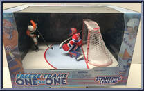 Eric Lindros / Andy Moog from Starting Lineup - Hockey - One on One - 1998 manufactured by Kenner [Front]
