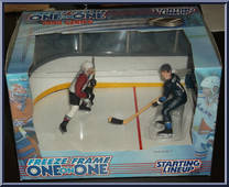 Sandis Ozolinsh / Mark Messier from Starting Lineup - Hockey - One on One - 1998 manufactured by Kenner [Front]