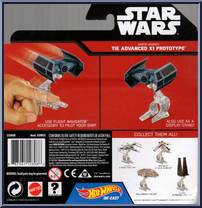 Darth Vader's TIE Advanced X1 Prototype from Star Wars - Hot Wheels Starships - Black Card / White Letters manufactured by Mattel [Back]