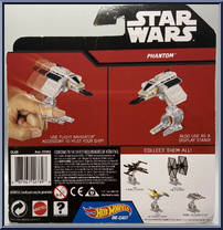 Phantom from Star Wars - Hot Wheels Starships - Black Card / White Letters manufactured by Mattel [Back]