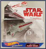 Republic Attack Cruiser from Star Wars - Hot Wheels Starships - White Card / Red Letters manufactured by Mattel [Front]