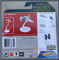Sith Infiltrator from Star Wars - Hot Wheels Starships - Yellow Outlined Letters manufactured by Mattel [Back]