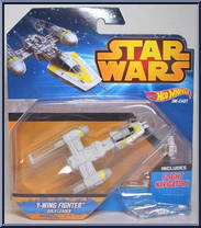 Y-Wing Fighter Gold Leader from Star Wars - Hot Wheels Starships - Blue Card / Yellow Letters manufactured by Mattel [Front]