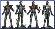 Hakaider Set (Black, Red, Blue, Silver) from Super Imaginative Chogokin - Toei Hero Net (Limited) manufactured by Bandai [Front]