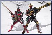 Masked Rider Den-O (Liner Form) & Zeronos (Zero Form) from Super Imaginative Chogokin - 2-Pack Boxed Set manufactured by Bandai [Front]