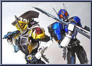Masked Rider Den-O (Rod Form) & (Ax Form) from Super Imaginative Chogokin - Limited Figure manufactured by Bandai [Front]