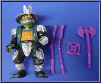 Shogun Mike (Silver Armor with Card) from Teenage Mutant Ninja Turtles - Shogun Turtles manufactured by Playmates [Loose]